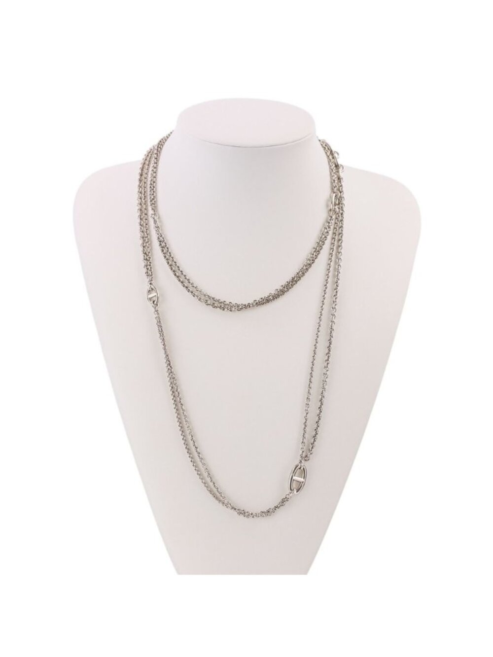 Hermes New Farandole Chaine D'ancre Long Necklace 925 120 Silver